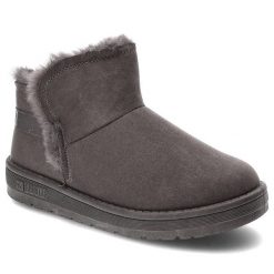 Grafitowe Śniegowce Big Star Modne Ocieplane Buty Damskie. Szare botki Big Star, bez wzorów, z futra, bez obcasa, bez zapięcia. Za 169.00 zł.
