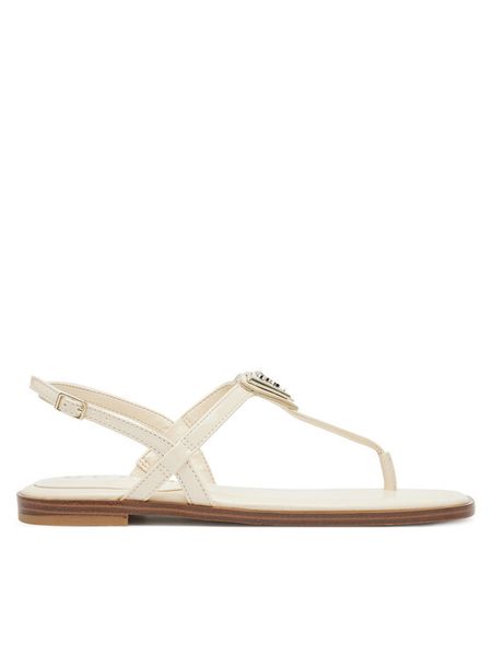 Guess Sandały FLJRA4 PAF21 Écru. Klapki Guess, z aplikacjami, ze skóry, bez obcasa, na płaskiej podeszwie, bez zapięcia. Za 269.99 zł.
