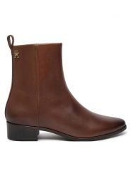 Tommy Hilfiger Botki FW0FW08103 Brązowy. Brązowe botki TOMMY HILFIGER, bez wzorów, ze skóry, bez obcasa, na płaskiej podeszwie, bez zapięcia. Za 799.99 zł.