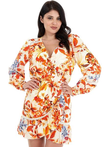 Guess Sukienka letnia Hafa W3GK34 WFCY0 Kolorowy Regular Fit. Sukienki Guess, na lato, l, z aplikacjami, z wiskozy, bez kołnierzyka, bez ramiączek. Za 419.99 zł.