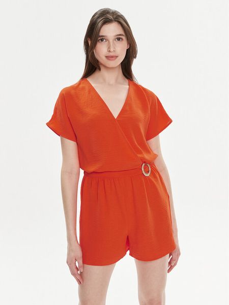 Morgan Kombinezon 241-SHOLA Pomarańczowy Regular Fit. Brązowe sukienki Morgan, bez wzorów, z syntetyku, bez kołnierzyka, bez ramiączek. Za 259.99 zł.