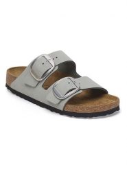 Birkenstock Skórzane klapki "Arizona" w kolorze zielonym rozmiar: 40. Zielone klapki Birkenstock, bez wzorów, z nubiku, z otwartym noskiem, bez obcasa. Za 456.87 zł.