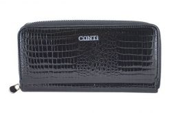 Portfel skórzany CONTI czarny 111-A-1. Czarne portfele bez wzorów, ze skóry. Za 159.99 zł.