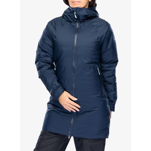 Płaszcz puchowy damski Rab Valiance Parka. Niebieskie parki RAB, s, bez wzorów, z puchu, bez kaptura. Za 1,248.99 zł.