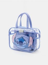 Kosmetyczka 3 pack Stitch - błękitny. Niebieskie kufry i kosmetyczki Sinsay, bez wzorów, bez dodatków. Za 39.99 zł.