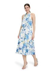 Vera Mont Sukienka w kolorze kremowo-błękitnym rozmiar: 42. Brązowe sukienki Vera Mont, bez wzorów, bez kołnierzyka, bez ramiączek, midi, rozkloszowane. Za 260.99 zł.