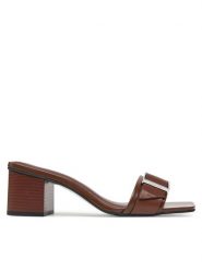 Calvin Klein Klapki Heel Mule 50 W/Buckle - Lth HW0HW02478 Brązowy. Brązowe klapki Calvin Klein, bez wzorów, ze skóry, bez obcasa. Za 439.99 zł.