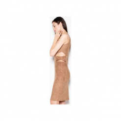 Sukienka VT058 Brąz. Brązowe sukienki Venaton, s, bez wzorów, z tkaniny, bez kołnierzyka, bez ramiączek, dopasowane. Za 149.00 zł.