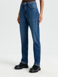 Jeansy straight high waist - niebieski. Niebieskie jeansy Sinsay, l, bez wzorów, z podwyższonym stanem. Za 79.99 zł.