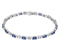 Bransoletka z białego złota z diamentami i szafirami - 19 cm - próba 750. Białe bransoletki Apart, z diamentem, złote. Za 26,990.00 zł.