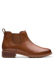 Clarks Sztyblety Havisham Top 26178718 Brązowy. Brązowe botki Clarks, bez wzorów, ze skóry, bez obcasa, na płaskiej podeszwie, bez zapięcia. Za 499.99 zł.
