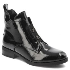 Czarne Botki S.Barski Eleganckie Obuwie Damskie Na Płaskim Obcasie. Czarne botki S.BARSKI, bez wzorów, z lakierowanej skóry, bez obcasa, na obcasie, bez zapięcia. Za 159.00 zł.