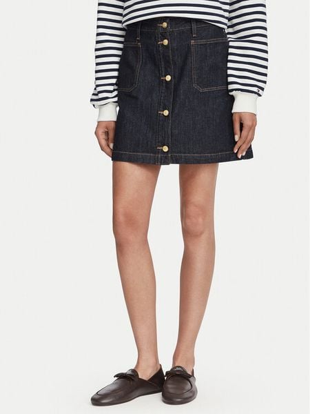 Tommy Hilfiger Spódnica jeansowa WW0WW50008 Granatowy Regular Fit. Niebieskie spódnice TOMMY HILFIGER, l, bez wzorów, z bawełny. Za 489.99 zł.