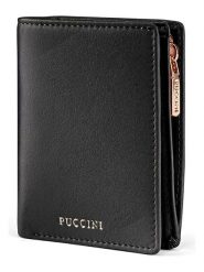 Puccini Skórzany portfel "Zen" w kolorze czarnym - 8,5 x 11,5 x 2 cm rozmiar: onesize. Czarne portfele Puccini, bez wzorów, z materiału. Za 144.24 zł.