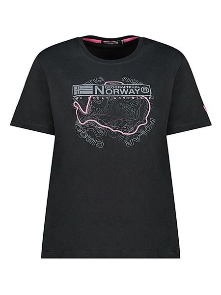Geographical Norway Koszulka w kolorze czarnym rozmiar: L. Czarne bluzki Geographical Norway, l, bez wzorów, z bawełny, bez kołnierzyka, bez ramiączek. Za 77.95 zł.