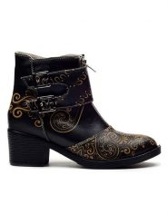 Goby Botki w kolorze czarnym ze wzorem rozmiar: 37. Czarne botki Goby, bez wzorów, z materiału, z okrągłym noskiem, bez obcasa, bez zapięcia. Za 347.99 zł.