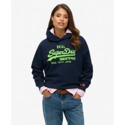 Bluza damska z kapturem Superdry Vl Neon. Niebieskie bluzy Superdry, bez wzorów, z kapturem. Za 339.10 zł.