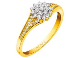 Pierścionek z żółtego złota z diamentami - 0,24 ct - próba 585. Żółte pierścionki Apart, z diamentem, złote. Za 3,190.00 zł.
