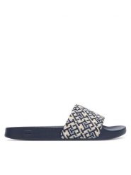 Tommy Hilfiger Klapki Monogram Pool Slide FW0FW09423 Granatowy. Niebieskie klapki TOMMY HILFIGER, bez wzorów, z materiału, bez obcasa. Za 169.99 zł.