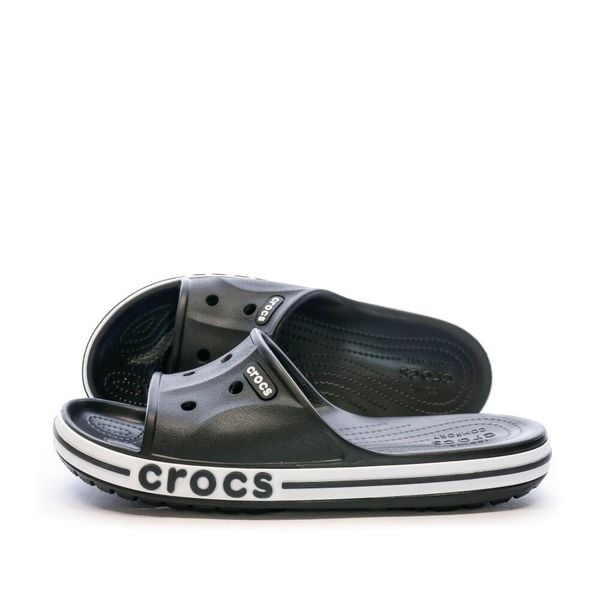 Klapki Dla Dorosłych Crocs Crocs Bayaband Slide. Czarne klapki Crocs, bez wzorów, z materiału, bez obcasa. Za 129.99 zł.