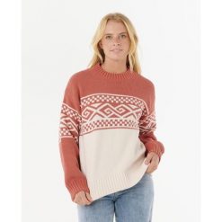 Rip Curl Cosmic Kiss Sweater - Brick. Brązowe swetry Rip Curl, na zimę, bez wzorów, bez ramiączek. W wyprzedaży za 274.45 zł.