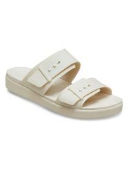 Crocs Klapki w kolorze kremowym rozmiar: 38/39. Brązowe klapki Crocs, bez wzorów, z otwartym noskiem, bez obcasa. Za 179.95 zł.