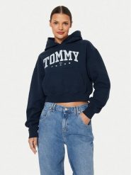 Tommy Jeans Bluza Varsity DW0DW19291 Granatowy Relaxed Fit. Niebieskie bluzy Tommy Jeans, s, bez wzorów, z bawełny, bez kaptura. Za 269.99 zł.