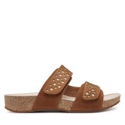 Klapki Josef Seibel. Brązowe klapki Josef Seibel, bez wzorów, bez obcasa. Za 309.99 zł.