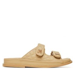 Klapki Nine West. Brązowe klapki Nine West, bez wzorów, bez obcasa. Za 259.99 zł.