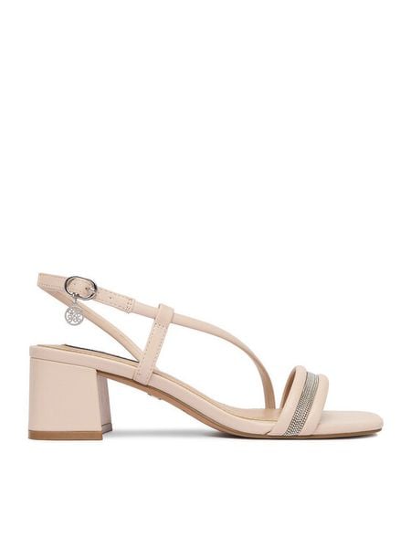 Nine West Sandały EO-LS505187-13 Beżowy. Brązowe sandały Nine West, bez wzorów, ze skóry, bez obcasa, na słupku, bez zapięcia. Za 181.99 zł.