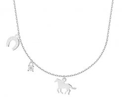Naszyjnik srebrny z cyrkonią - koń, podkowa. Szare naszyjniki Apart, z cyrkonią, srebrne. Za 184.00 zł.