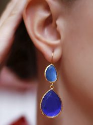 L'Atelier de Gaia Pozłacane kolczyki z kocim okiem rozmiar: onesize. Niebieskie kolczyki L'Atelier de Gaia, pozłacane, z zapięciem typu bigiel. Za 109.00 zł.