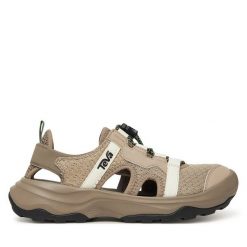 Sandały Teva. Brązowe sandały Teva, bez wzorów, sportowe, bez obcasa, bez zapięcia. Za 379.99 zł.