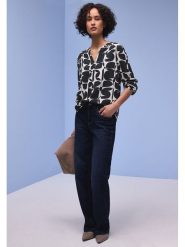 Street One Bluzka w kolorze granatowo-białym rozmiar: 40. Białe bluzki Street One, bez wzorów, z wiskozy, street, bez kołnierzyka, bez ramiączek. Za 141.85 zł.