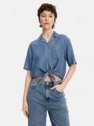 Tommy Jeans Koszula DW0DW20603 Niebieski Relaxed Fit. Niebieskie koszule Tommy Jeans, xxs, bez wzorów, z jeansu, bez kołnierzyka, bez ramiączek. Za 219.99 zł.