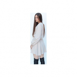 Sukienka Emma Creme/Black. Brązowe sukienki Elevenstory, na imprezę, l, bez wzorów, z gumy, bez kołnierzyka, bez ramiączek, mini, dopasowane. Za 249.00 zł.