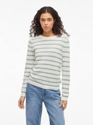 Vila Sweter "Vidalo" w kolorze biało-zielonym rozmiar: XL. Białe swetry Vila, xl, bez wzorów, z bawełny, bez ramiączek. Za 101.47 zł.