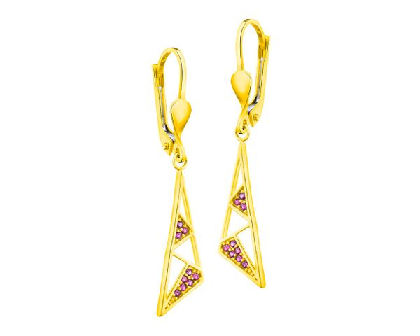 Złote kolczyki z cyrkoniami - trójkąty. Żółte kolczyki Apart, z cyrkonią, złote. Za 799.00 zł.