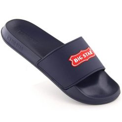 Klapki sportowe granatowe Big Star OO274039. Klapki Big Star, bez wzorów, z materiału, bez obcasa. Za 59.99 zł.