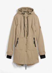 Kurtka parka softshell super-stretch, odpychająca wodę. Zielone kurtki bonprix, bez wzorów, z softshellu, bez kaptura. Za 359.99 zł.