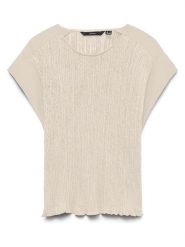 Vero Moda Bluzka w kolorze kremowym rozmiar: XL. Brązowe bluzki Vero Moda, xl, bez wzorów, bez kołnierzyka, bez ramiączek. Za 111.45 zł.