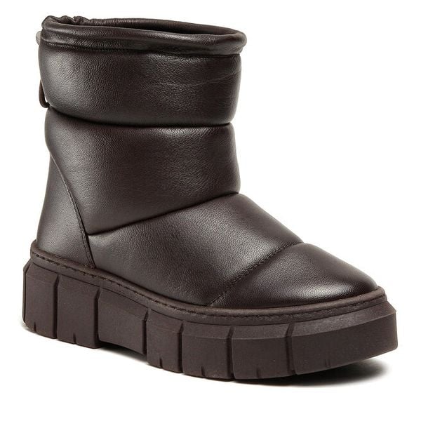 Śniegowce Lasocki. Brązowe botki Lasocki, bez wzorów, bez obcasa, na płaskiej podeszwie, bez zapięcia. Za 279.99 zł.