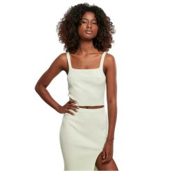 Damska krótka bluzka z dzianiny Urban Classics. Zielone bluzki Urban Classics, bez wzorów, z dzianiny, bez kołnierzyka, bez ramiączek. Za 168.00 zł.