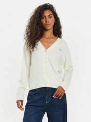 Guess Jeans Kardigan W4BR16 Z3HO2 Écru Regular Fit. Kardigany Guess Jeans, l, z aplikacjami, z jeansu. Za 239.99 zł.