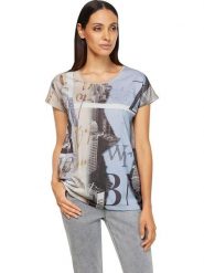 Heine Koszulka w kolorze beżowo-błękitnym rozmiar: 38. Brązowe bluzki Heine, bez wzorów, bez kołnierzyka, bez ramiączek. Za 56.93 zł.