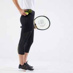 Krótkie legginsy do tenisa damskie Artengo Dry Hip Ball. Czarne legginsy ARTENGO, s, bez wzorów, z elastanu, krótkie. Za 79.99 zł.