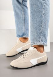 Beżowe Sneakersy w Stylu Kultowych Tenisówek Virritia. Brązowe obuwie sportowe Born2be, z jeansu, bez zapięcia, tenisowe. Za 84.99 zł.