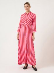 YAS Sukienka w kolorze jasnoróżowo-czerwonym rozmiar: L. Czerwone sukienki YAS, na imprezę, l, bez wzorów, z wiskozy, klasyczne, bez kołnierzyka, bez ramiączek, maxi. Za 175.26 zł.