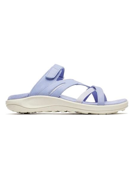 Merrell Skórzane klapki "District 4" w kolorze błękitnym rozmiar: 38. Niebieskie klapki Merrell, bez wzorów, z otwartym noskiem, bez obcasa. Za 194.95 zł.