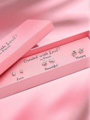 Created with Love 3-częściowy zestaw kolczyków-wkrętek "Passion" z cyrkoniami rozmiar: onesize. Szare kolczyki Created with Love, z cyrkonią, srebrne. Za 56.99 zł.